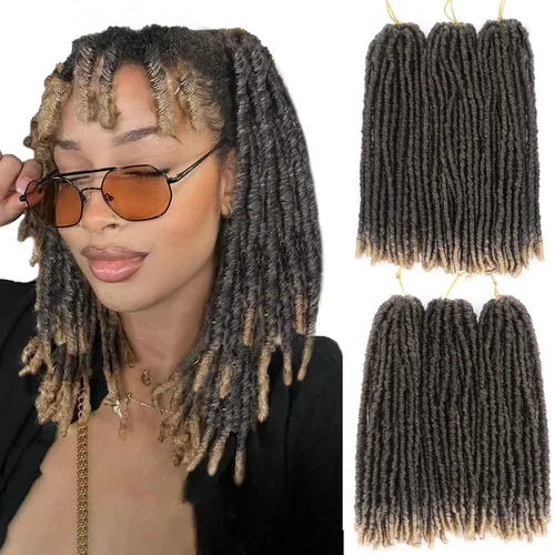 Vista 10 de WIGNEE Cabello de Ganchillo 120 Hebras Locs Sintéticos 8 Pulgadas Locs Suaves Pre-Trenzados 6 Paquetes Cabello de Ganchillo Pre-Anudado para Mujeres