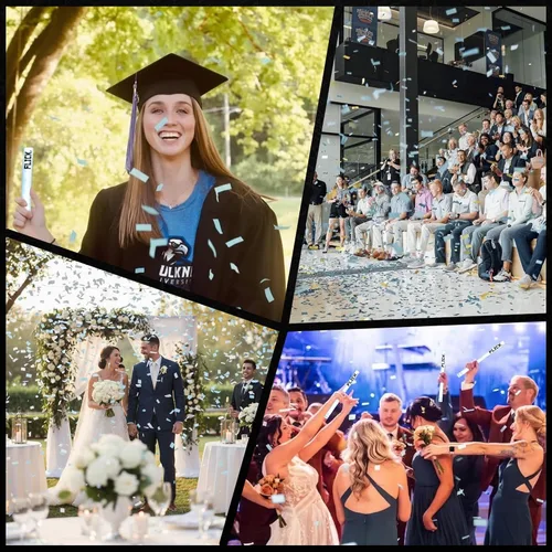 Vista 5 de Ultimate Confetti - Paquete de 8 varitas de confeti azul bebé - Palitos de mano de 6 pulgadas de papel de seda biodegradable para bodas, cumpleaños
