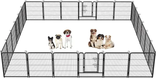 Vista 26 de BestPet Extensión de corral para perros 32 pulgadas, 2 paneles Corral resistente para mascotas con ejercicio de metal Paneles de cerca