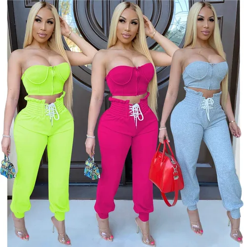 Vista 4 de Women Two Piece Sexy Casual Sleeveless Off Shoulder Backless Smocked Drawstring Solid Crop Top
