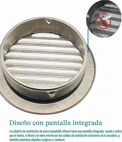 Vista 5 de Ventilación de ventilación de acero inoxidable de 3 pulgadas, cubierta de rejilla con rejillas de ventilación plana de conductos de ventilación