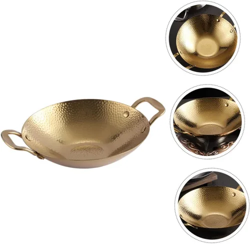 Vista 9 de Olla seca de acero inoxidable con doble asa para el hogar, olla caliente estilo coreano para cocinar y utensilios de cocina portátiles para uso