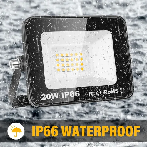 Vista 4 de SKYWORLD Paquete de 2 luces LED de inundación para exteriores, 20 W 2000 lm, luz de inundación LED de seguridad, luz diurna de 4000 K, luz blanca