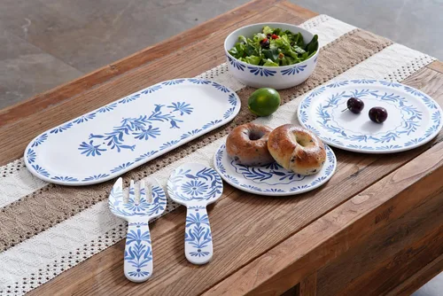 Vista 7 de Azul - Pinzas para ensalada de melamina duraderas de 10.6 pulgadas, resistentes a las roturas y aptas para lavavajillas, 2 piezas para interiores