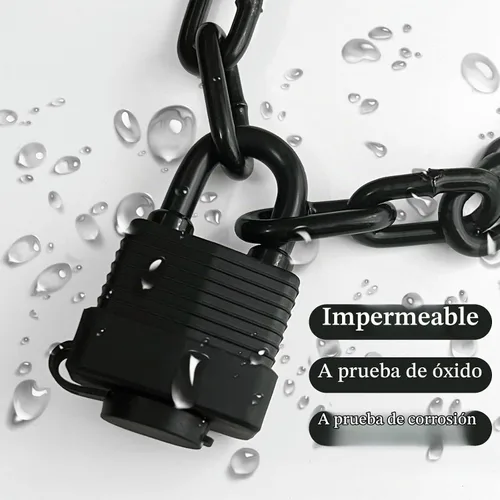 Vista 4 de Cerradura de cadena de seguridad, candado impermeable para exteriores con cadena, resistente a la intemperie con cadena para puerta, valla