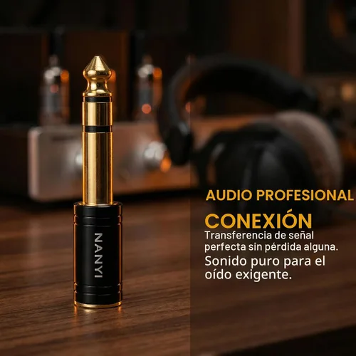 Vista 8 de NANYI adaptador para auriculares estéreo de 1/4 pulgadas a 1/8 pulgadas 1/8" Female to 1/4" Male TRS stereo Audio Adapter; brass body; copper