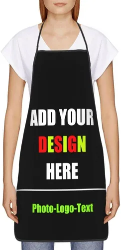 Vista 8 de Delantal personalizado para mujer, delantales personalizados con logotipo de texto fotográfico, delantales de cocina para regalos