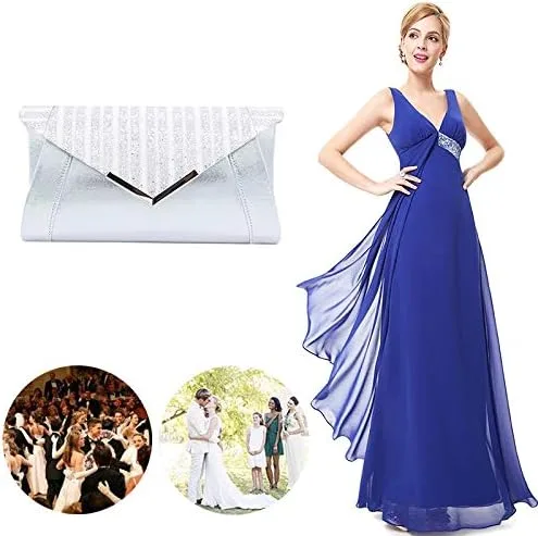 Vista 4 de Queena Bolso de mano de noche con purpurina brillante para mujer, bolso de cadena para boda, fiesta de graduación, regalo para mamá, esposa, novia