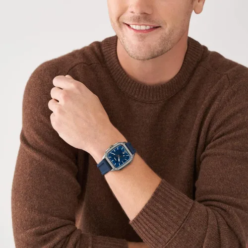 Vista 4 de Fossil Reloj cuadrado de acero inoxidable con inscripción de cuarzo para hombre