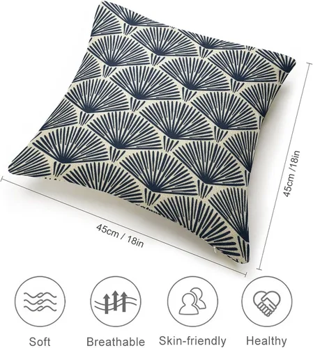 Vista 2 de POMOTER Funda de cojín cuadrada con patrón geométrico de Art Deco clásico para el hogar, funda decorativa para almohada de estilo farmhouse