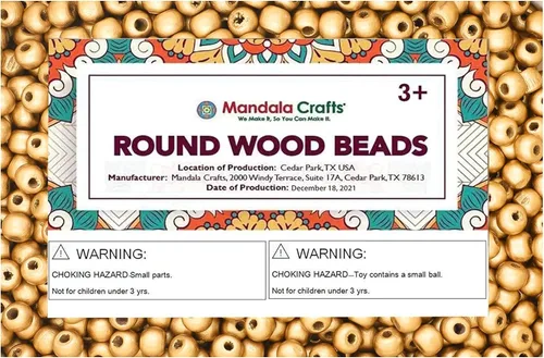 Vista 85 de Mandala Crafts - 2000 cuentas de madera redondas pequeñas de 6 mm para manualidades, suministros de macramé - cuentas de madera natural negra sin