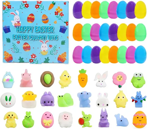 Vista 8 de Paquete de 50 juguetes esponjosos de Navidad Mochi para fiestas, mini juguetes esponjosos, lindos juguetes para apretar, alivio del estrés, paquetes