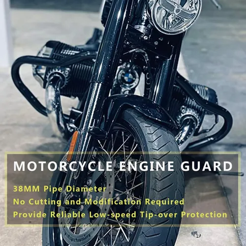Vista 2 de Worldmotop Highway Crash Bar - Protector de motor compatible con BMW R18 R18B Classic R 18 2020 2021 2022 (negro)
