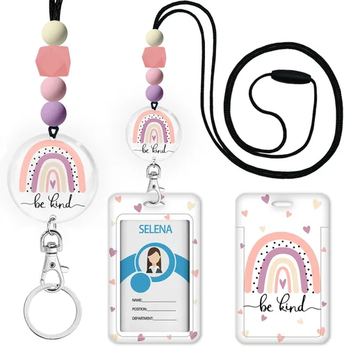 Vista 38 de Cordones para Profesores de Concienciación sobre el Autismo para Tarjetas de Identificación y Llaves, Lindo Cordón de Silicona con Cuentas Separable
