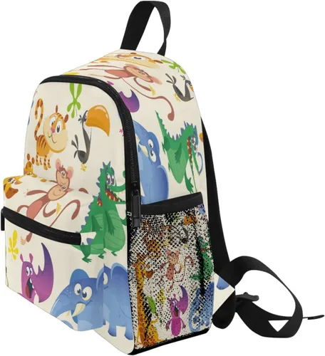 Vista 3 de Mochila infantil para niños y niñas de 3 a 6 años, diseño de cocodrilo, cocodrilo, jirafa, mono, elefante, serpiente, mochila infantil para niños