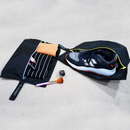 Vista 2 de Ecoright - Bolsas de zapatos para viajes, 100% recicladas resistentes al agua, bolsas de zapatos para almacenamiento, artículos esenciales de viaje