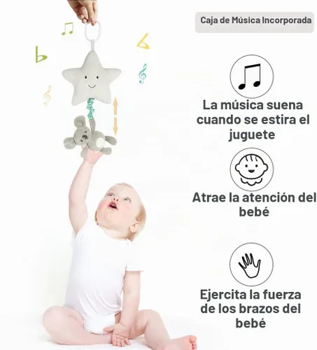 Vista 2 de Juguete musical para bebé con caja de música, cochecito colgante con estrella de juguete