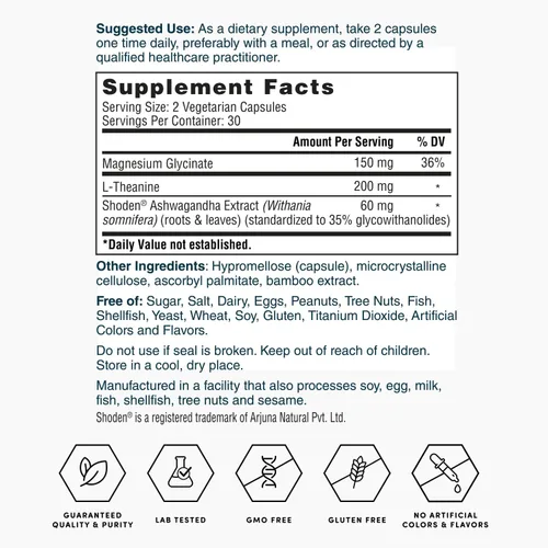 Vista 7 de Nature's Lab Magnesio dorado + Ashwagandha con L-teanina - Promueve el manejo del estrés y la salud del estado de ánimo* - 60 cápsulas