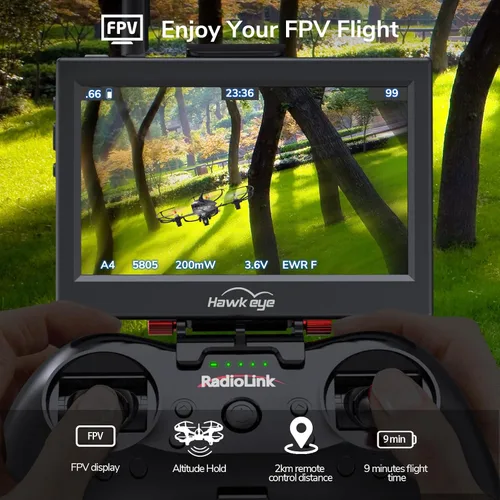 Vista 3 de Radiolink F121 FPV Mini RC Drone RTF con cámara para adultos y niños principiantes, cuadricóptero RC cepillado de 4.764 in, 2 baterías con estuche