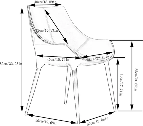 Vista 3 de LICOME Modern Modern Design Dining Chairs Kitchen Living Room Chairs Leather High Back Padded Soft Seat Accent Chairs Tapered Steel Feet Easy to