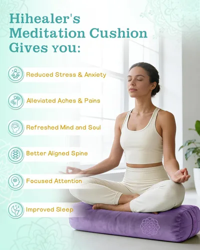 Vista 4 de Juego de almohada de yoga 3 en 1 para relajación y meditación, cojín rectangular de terciopelo de alta calidad con almohada ponderada para ojos