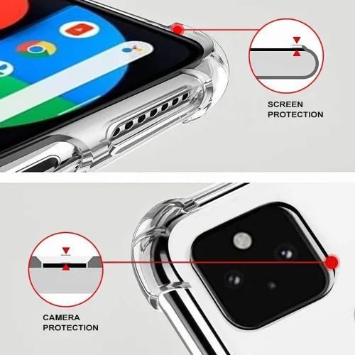 Vista 5 de Duro PC Parachoques A Prueba De Golpes Claro Suave Diseño Delgado Patrón De La Cubierta De La Caja Para Google Pixel 5A 5G - Rosa Lindo Cerdo