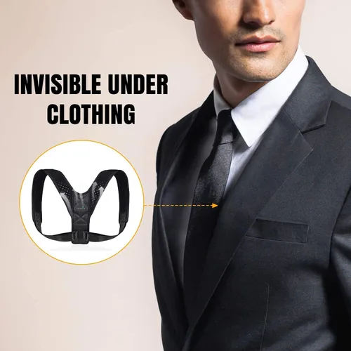 Vista 4 de Corrector de postura para mujeres y hombres, alisador de espalda ajustable y proporciona alivio del dolor del cuello, espalda y hombros, alisador