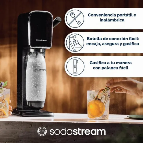 Vista 4 de SodaStream Máquina de agua con gas Art (negro) con CO2 y botella apta para lavavajillas