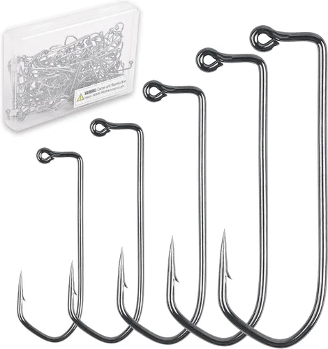 Vista 7 de Ganchos de plantilla Aberdeen de 90 grados, 110 piezas de mango largo forjados Duratin Jig Hooks Heavy Wire Jig Ganchos de pesca de acero de alto