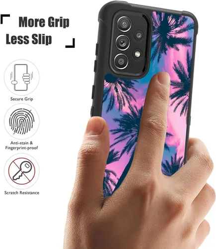 Vista 5 de Funda protectora híbrida para Samsung Galaxy A52 (4G/5G) de 6.5 pulgadas, palmera