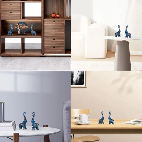 Vista 4 de DOVDOV Estatua de elefante, elefante azul, decoración del hogar, estatua de elefante de buena suerte, decoración para el hogar, regalo de elefante