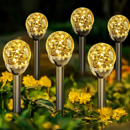 Vista 10 de Solpex - Luces solares de jardín para exteriores, paquete de 3 unidades, multicolor, cambio de color y blanco, 2 modos, bola de vidrio alimentada