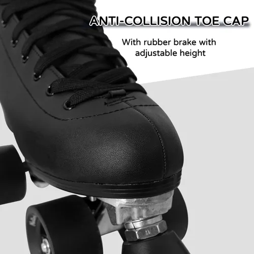 Vista 3 de Patines de ruedas para mujeres con cuero PU de caña alta de doble fila, patines unisex para adultos para interiores y exteriores Derby con frenado
