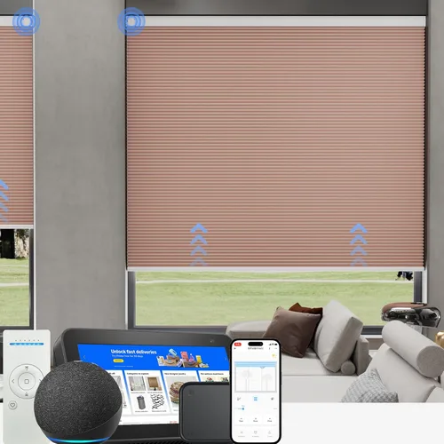 Vista 29 de MYshade Persianas celulares de tamaño personalizado, persianas opacas sin cordones para dormitorio, baño, sala de estar, control de luz, persianas