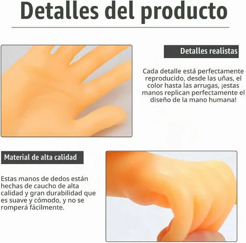 Vista 3 de 14 piezas de manos de dedo diminutas, manos de dedo mini de goma premium, marionetas de mano plana estilo mini para espectáculo de títeres 14 manos