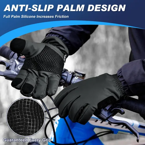 Vista 4 de Sukeen Guantes de invierno resistentes al viento para clima frío, suaves y cálidos para pantalla táctil, antideslizantes, guantes de invierno