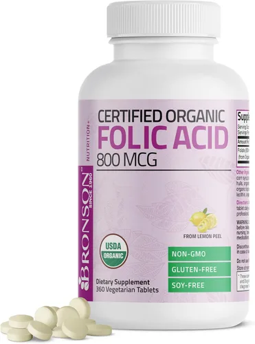 Vista 7 de Bronson ácido fólico orgánico, con certificado USDA y Vegetariano, La mejor vitamina prenatal, 1