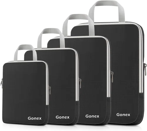 Vista 25 de Gonex Cubitos de embalaje de compresión, organizadores de viaje expandibles 10-negro
