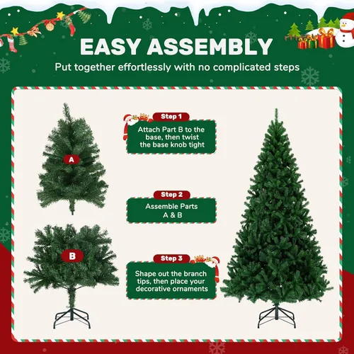 Vista 5 de 4.5 Ft Artificial Green Christmas Tree for Holiday Home Decor Classic Full hinged evergreen spruce tree with realistic flame-retardant branch tips
