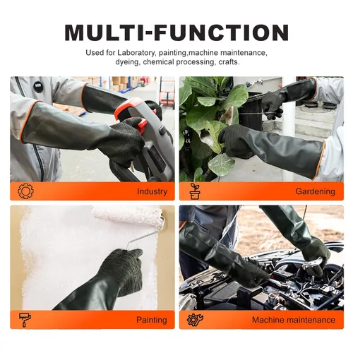 Vista 6 de North Tower Guantes de goma resistentes a productos químicos, guantes resistentes para trabajo con guantes impermeables para hombre