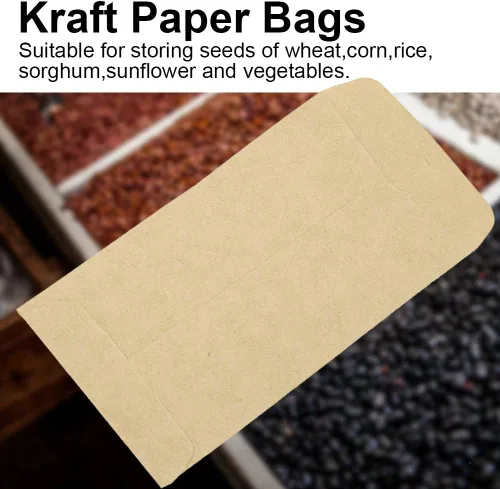 Vista 4 de Tyenaza Paquete de 100 bolsas de papel kraft de 6 x 11 pulgadas para almacenamiento de semillas, sobres en blanco, bolsas de papel para semillas