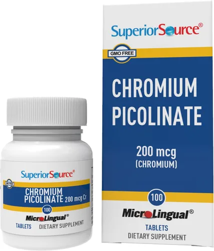 Vista 10 de Superior Source Cromo de 500 mcg, tabletas microlingües de disolución rápida, 100 unidades, promueve el metabolismo saludable de proteínas y azúcar