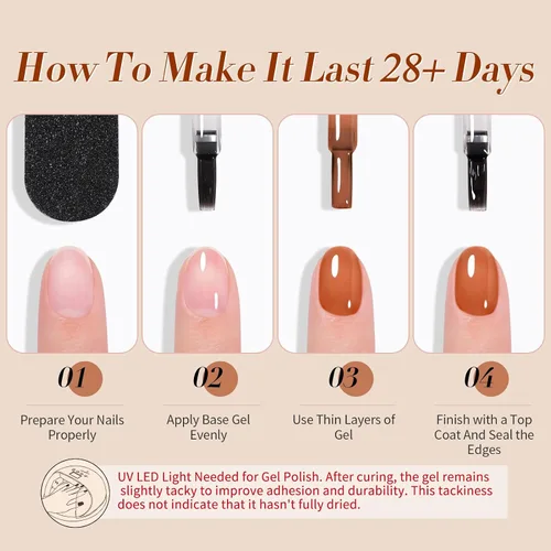 Vista 8 de Born Pretty Esmalte de uñas de gel de color ámbar cristal marrón naranja burdeos rojo negro para otoño e invierno, esmalte de uñas transparente