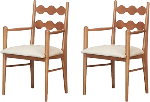 Vista 23 de Sillas de comedor tapizadas, silla de cocina con respaldo, silla de sala de estar con brazos versátil asiento de comedor de granja, sillas