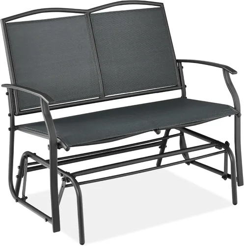 Vista 11 de Best Choice Products Columpio Deslizante de Patio Exterior para 2 Personas, Banco Loveseat Mecedor de Acero para Terraza, Porche con Tela Textilene