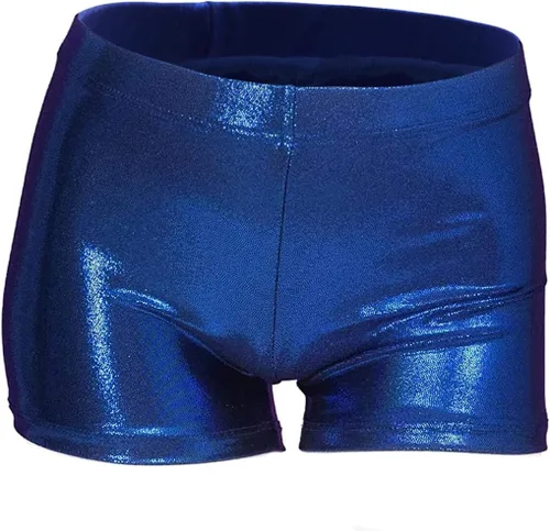 Vista 2 de Shorts de gimnasia para niñas y chicas con brillo, para danza, acrobacias o deportes, de 2-14 años 2 unidades azul profundo