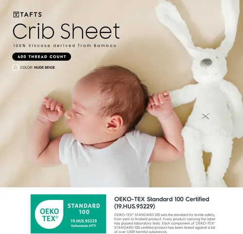 Vista 2 de TAFTS Sábanas de Bambú para Niños y Niñas - Sábanas de Bambú 100% Pura Viscosa Orgánica - Sábanas de Bambú 400TC - 1 pieza - 8" Deep Pocket - Tacto