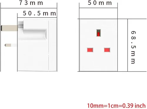 Vista 5 de Adaptador de enchufe triple de 3 vías, adaptador de enchufes múltiples, adaptador de enchufe de 3 pines, extensiones de enchufe de 250 V, 13