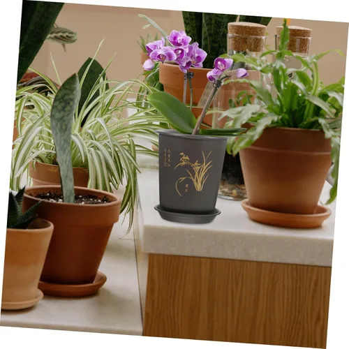 Vista 7 de 3 Pack Orchid Flower Pots with Tray, Plastic Indoor Planters