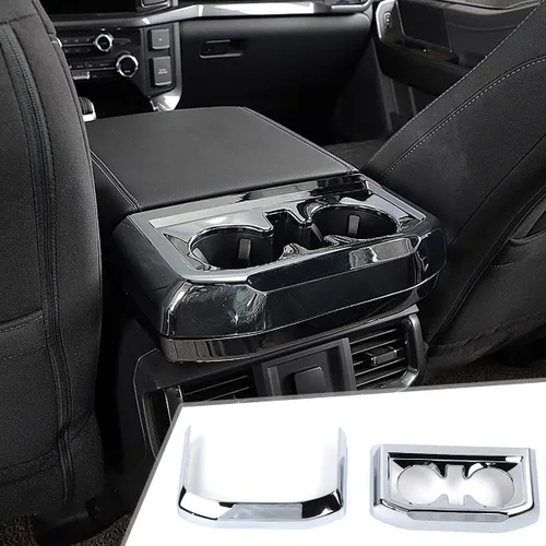 Vista 11 de GZXinWei Panel de Cubierta del Portavasos de la Consola Central Trasera Adhesivo de Marco de Decoración de Ajuste Interior Accesorios para F150